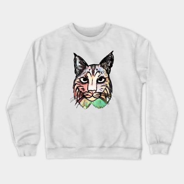 Watercolor Bobcat Crewneck Sweatshirt by Aeriskate